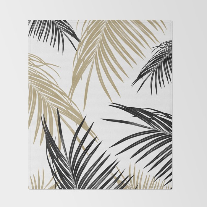 Gold Black Palm Leaves Dream #1 #tropical #decor #art #society6 Throw Blanket Gallery Image 2