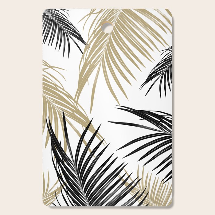 Gold Black Palm Leaves Dream #1 #tropical #decor #art #society6 Cutting Board Gallery Image 1