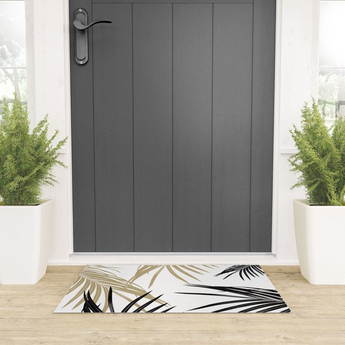 Gold Black Palm Leaves Dream #1 #tropical #decor #art #society6 Welcome Mat Gallery Image 3