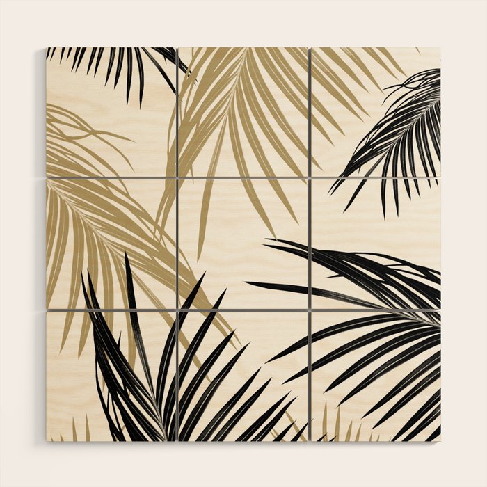 Gold Black Palm Leaves Dream #1 #tropical #decor #art #society6 Wood Wall Art Gallery Image 1