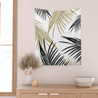 Gold Black Palm Leaves Dream #1 #tropical #decor #art #society6 Wall Tapestry Gallery Image 2