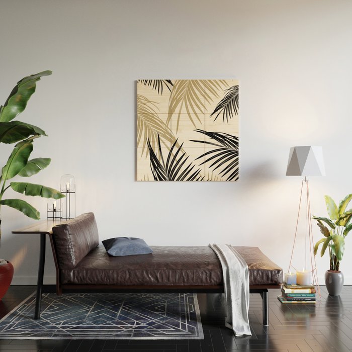 Gold Black Palm Leaves Dream #1 #tropical #decor #art #society6 Wood Wall Art Gallery Image 2
