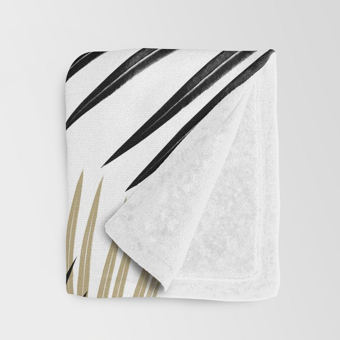 Gold Black Palm Leaves Dream #1 #tropical #decor #art #society6 Throw Blanket Gallery Image 3