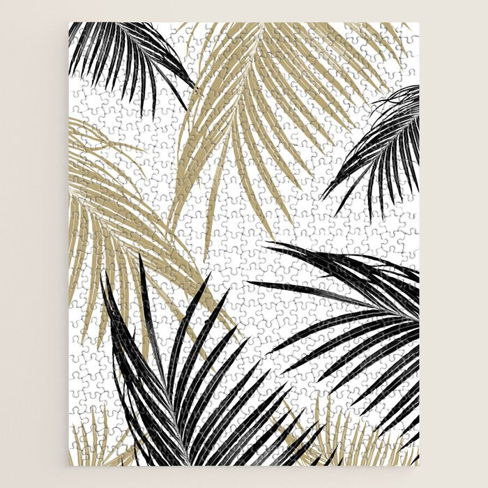 Gold Black Palm Leaves Dream #1 #tropical #decor #art #society6 Jigsaw Puzzle Gallery Image 1