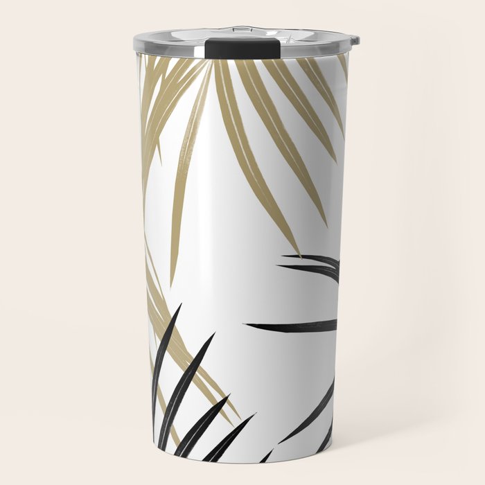 Gold Black Palm Leaves Dream #1 #tropical #decor #art #society6 Travel Mug Gallery Image 1