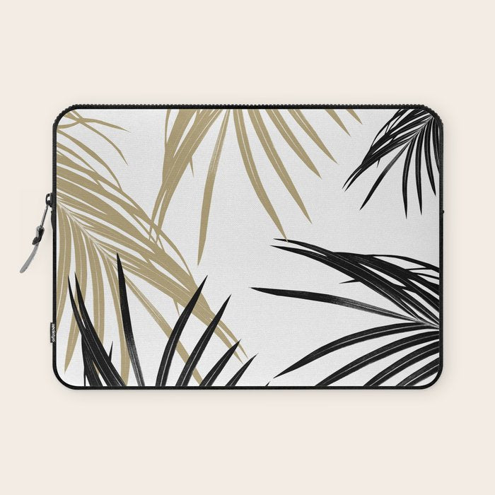 Gold Black Palm Leaves Dream #1 #tropical #decor #art #society6 Laptop Sleeve Gallery Image 1