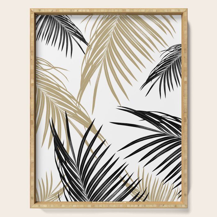 Gold Black Palm Leaves Dream #1 #tropical #decor #art #society6 Serving Tray Gallery Image 1