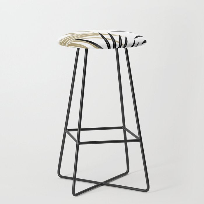 Gold Black Palm Leaves Dream #1 #tropical #decor #art #society6 Stool Gallery Image 1