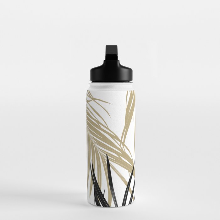 Gold Black Palm Leaves Dream #1 #tropical #decor #art #society6 Water Bottle Gallery Image 3