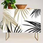 Gold Black Palm Leaves Dream #1 #tropical #decor #art #society6 Credenza Gallery Image 1