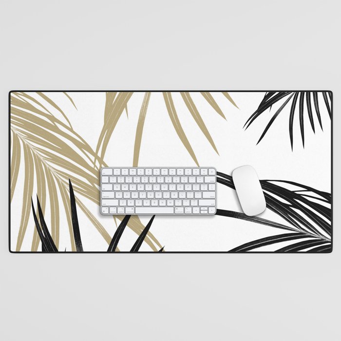 Gold Black Palm Leaves Dream #1 #tropical #decor #art #society6 Desk Mat Gallery Image 1