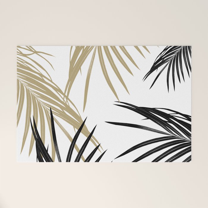 Gold Black Palm Leaves Dream #1 #tropical #decor #art #society6 Welcome Mat Gallery Image 1