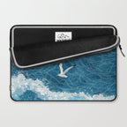 Japanese Art Bird Art Navy Blue Wall Art Japandi Poster Mid century Ocean Wall art Wabi Sabi Print Laptop Sleeve Gallery Image 2