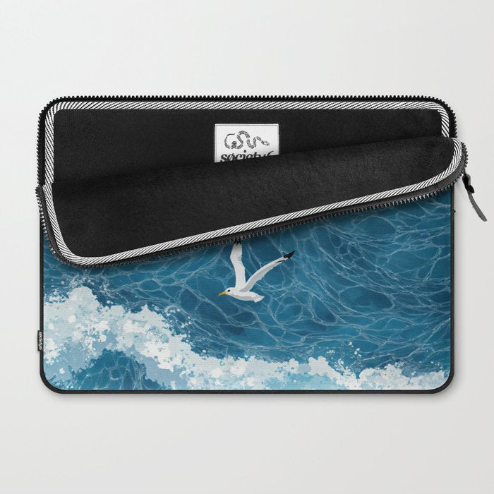 Japanese Art Bird Art Navy Blue Wall Art Japandi Poster Mid century Ocean Wall art Wabi Sabi Print Laptop Sleeve Gallery Image 2