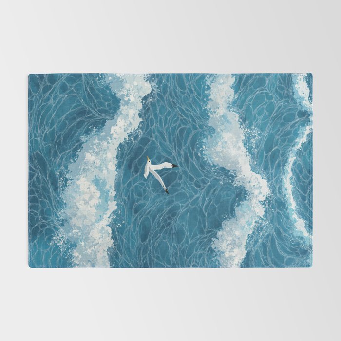 Japanese Art Bird Art Navy Blue Wall Art Japandi Poster Mid century Ocean Wall art Wabi Sabi Print Rug Gallery Image 2
