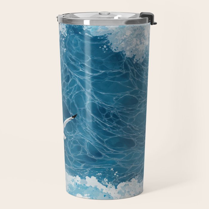 Japanese Art Bird Art Navy Blue Wall Art Japandi Poster Mid century Ocean Wall art Wabi Sabi Print Travel Mug Gallery Image 2