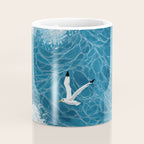 Japanese Art Bird Art Navy Blue Wall Art Japandi Poster Mid century Ocean Wall art Wabi Sabi Print Coffee Mug Gallery Image 4