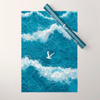 Japanese Art Bird Art Navy Blue Wall Art Japandi Poster Mid century Ocean Wall art Wabi Sabi Print Wrapping Paper Gallery Image 1