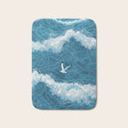 Japanese Art Bird Art Navy Blue Wall Art Japandi Poster Mid century Ocean Wall art Wabi Sabi Print Bath Mat Gallery Image 1