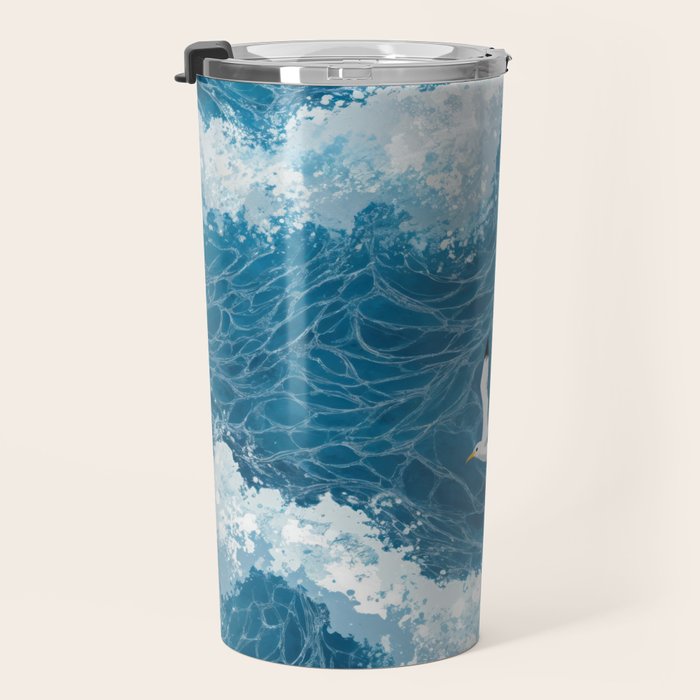 Japanese Art Bird Art Navy Blue Wall Art Japandi Poster Mid century Ocean Wall art Wabi Sabi Print Travel Mug Gallery Image 3