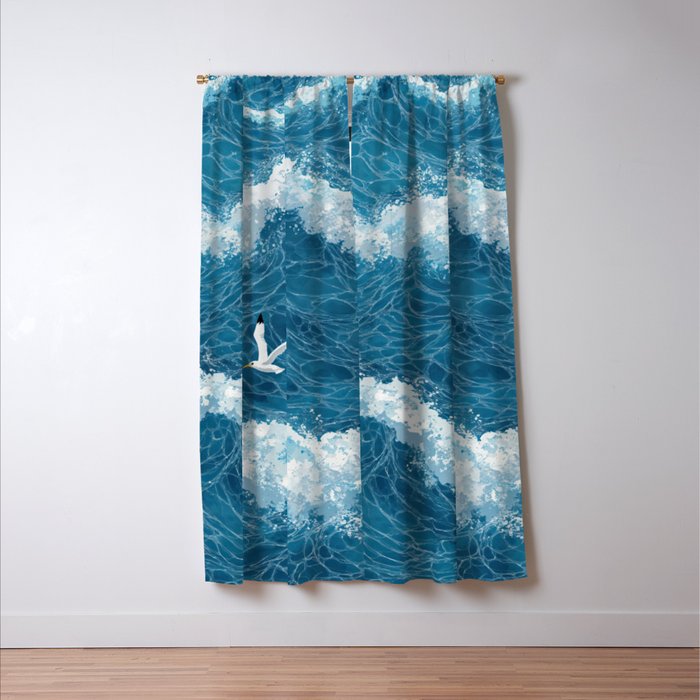 Japanese Art Bird Art Navy Blue Wall Art Japandi Poster Mid century Ocean Wall art Wabi Sabi Print Window Curtain Gallery Image 3