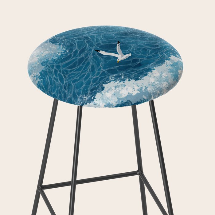 Japanese Art Bird Art Navy Blue Wall Art Japandi Poster Mid century Ocean Wall art Wabi Sabi Print Stool Gallery Image 2