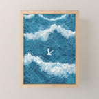 Japanese Art Bird Art Navy Blue Wall Art Japandi Poster Mid century Ocean Wall art Wabi Sabi Print Mini Art Print Gallery Image 1