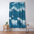 Japanese Art Bird Art Navy Blue Wall Art Japandi Poster Mid century Ocean Wall art Wabi Sabi Print Window Curtain Gallery Image 5