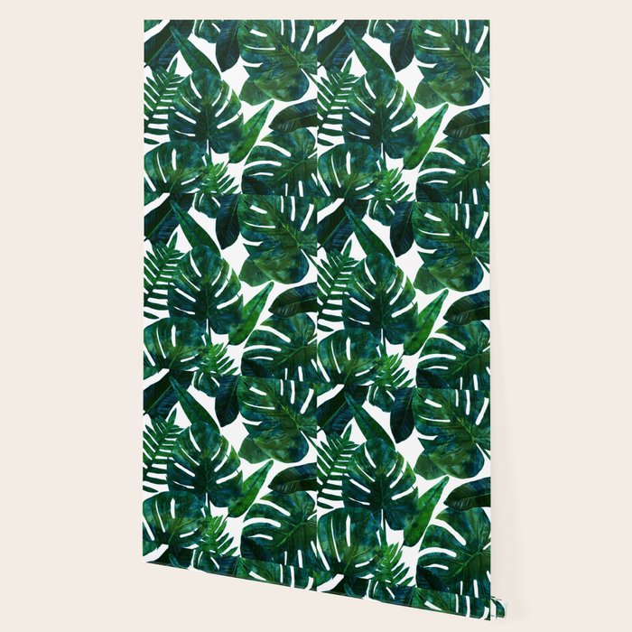 Tropical Nature Monstera Watercolor Painting, Botanical Jungle Dark Palm Illustration Wallpaper Gallery Image 2