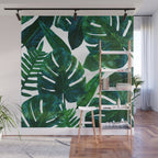 Tropical Nature Monstera Watercolor Painting, Botanical Jungle Dark Palm Illustration Wall Mural Gallery Image 1
