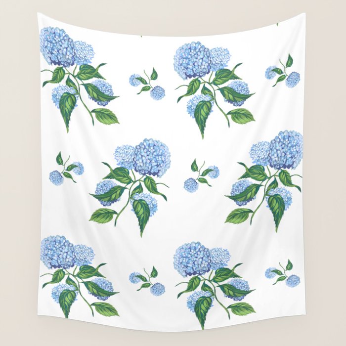 Hydrangeas blue and white - Jumbo Wall Tapestry Gallery Image 1