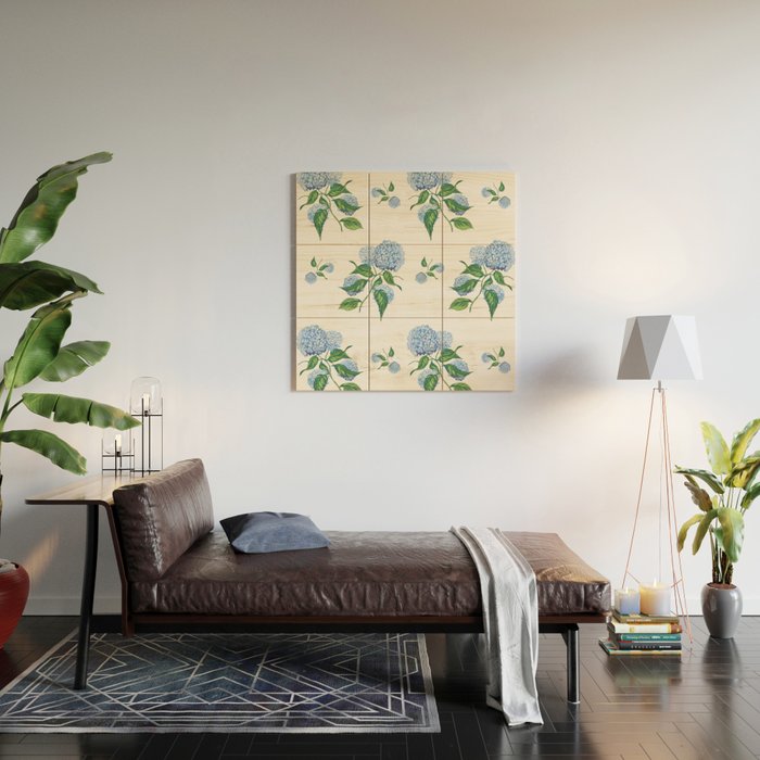 Hydrangeas blue and white - Jumbo Wood Wall Art Gallery Image 2