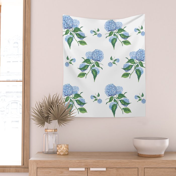 Hydrangeas blue and white - Jumbo Wall Tapestry Gallery Image 2