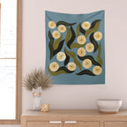 Blue Floral Wall Tapestry Gallery Image 2