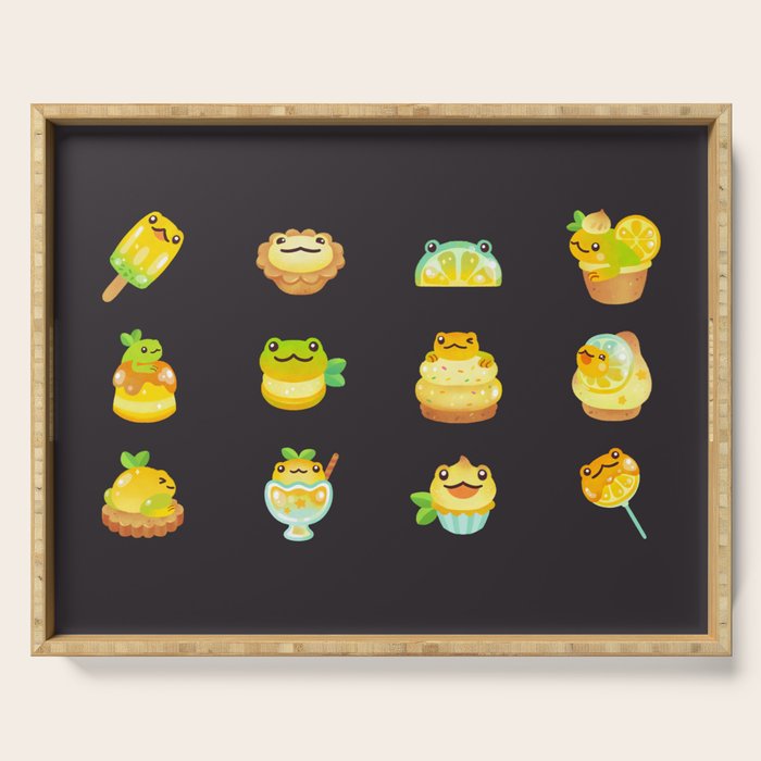Sweet Lemon frog - dark Serving Tray Gallery Image 1