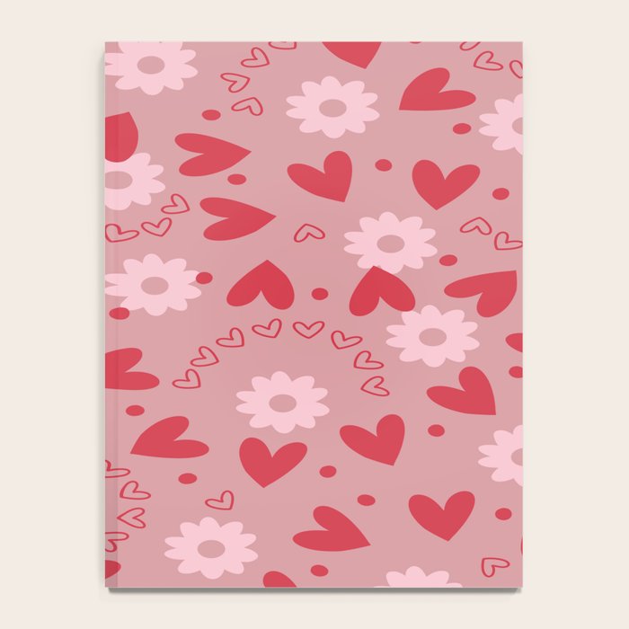 Hearts and Flowers on Tea Rose Pink Notebook Gallery Image 4