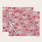 Hearts and Flowers on Tea Rose Pink Placemat Gallery Image 1