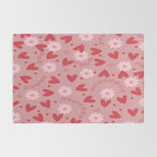 Hearts and Flowers on Tea Rose Pink Rug Gallery Image 2