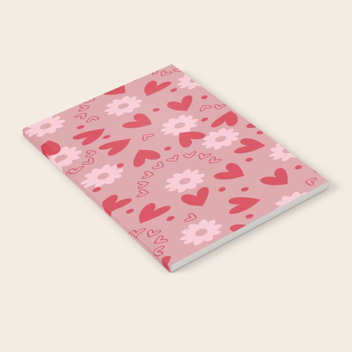 Hearts and Flowers on Tea Rose Pink Notebook Gallery Image 2