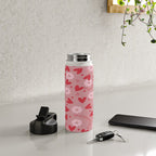 Hearts and Flowers on Tea Rose Pink Water Bottle Gallery Image 4