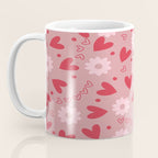 Hearts and Flowers on Tea Rose Pink Coffee Mug Gallery Image 3