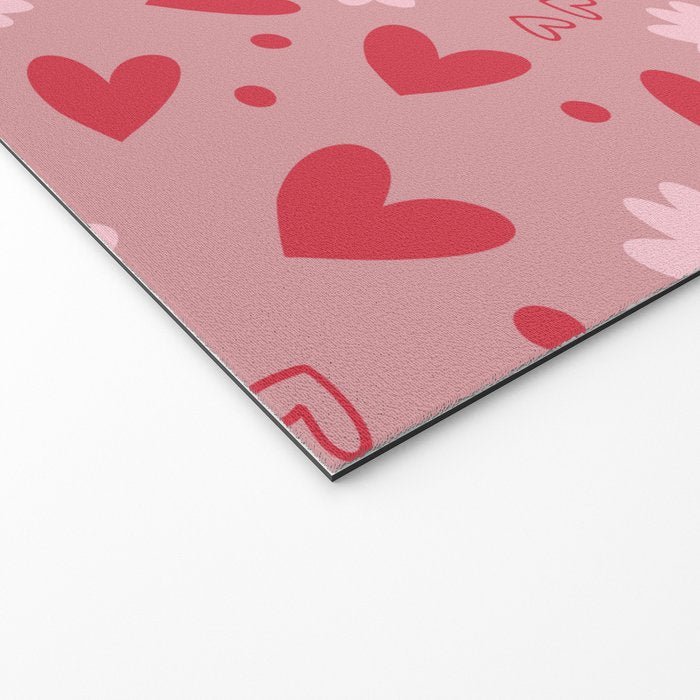 Hearts and Flowers on Tea Rose Pink Welcome Mat Gallery Image 2