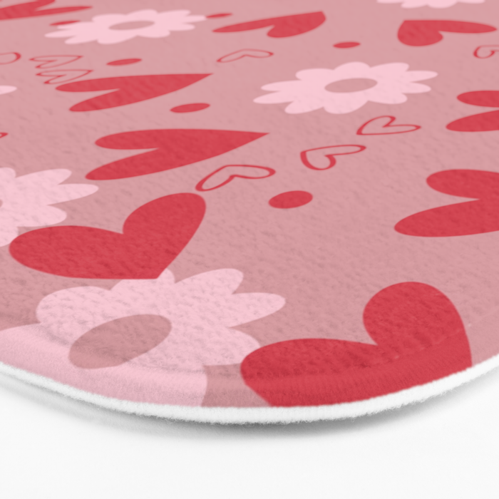 Hearts and Flowers on Tea Rose Pink Bath Mat Gallery Image 3