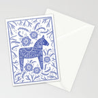 Swedish Dala Horse Blue Stationery Card Gallery Image 2