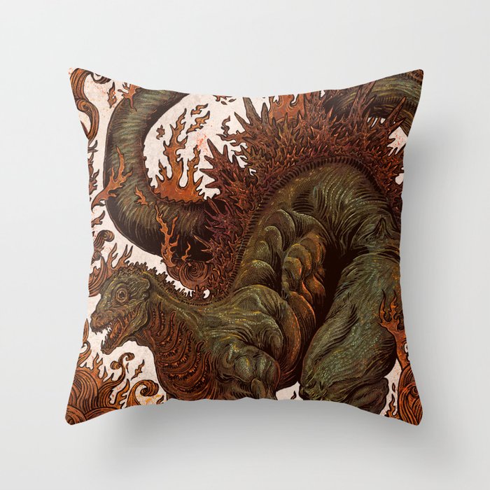 Kaiju In Flames  Throw Pillow Gallery Image 6