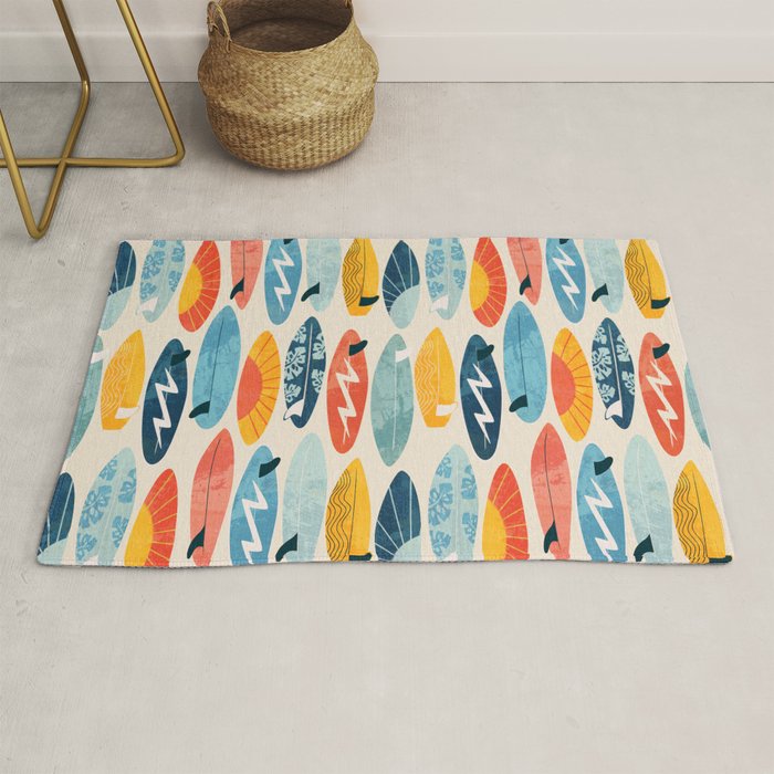 Surfboard white  Rug Gallery Image 1
