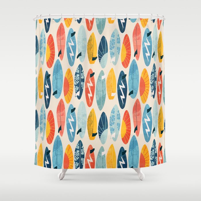 Surfboard white  Shower Curtain Gallery Image 1