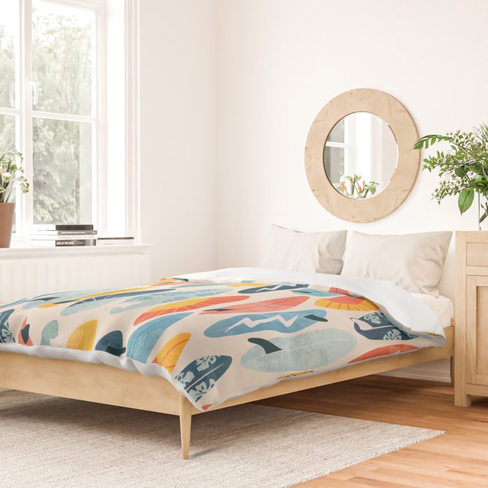 Surfboard white  Duvet Cover Gallery Image 2