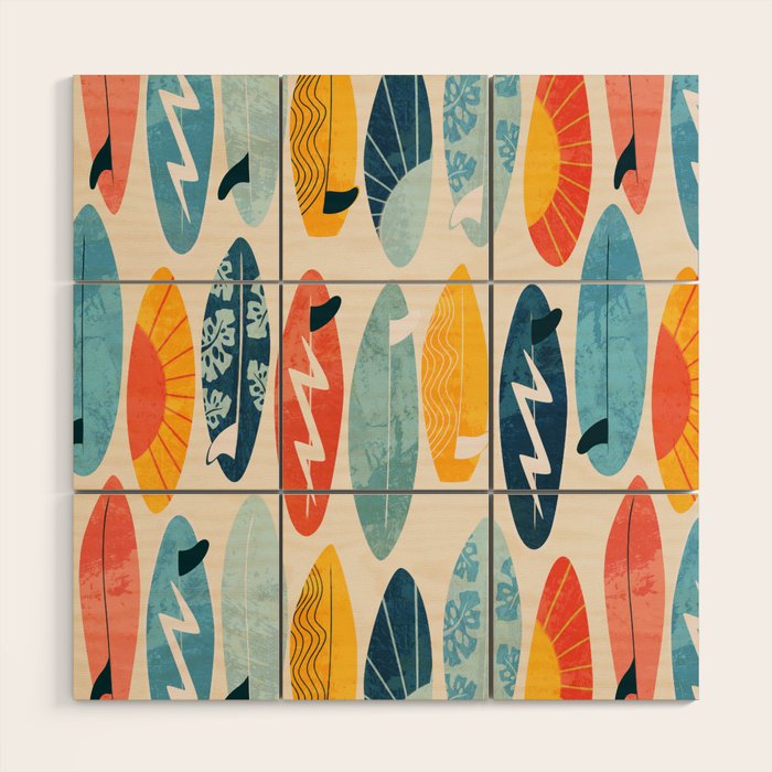 Surfboard white  Wood Wall Art Gallery Image 1