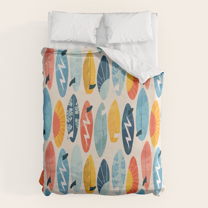 Surfboard white  Duvet Cover Gallery Image 1